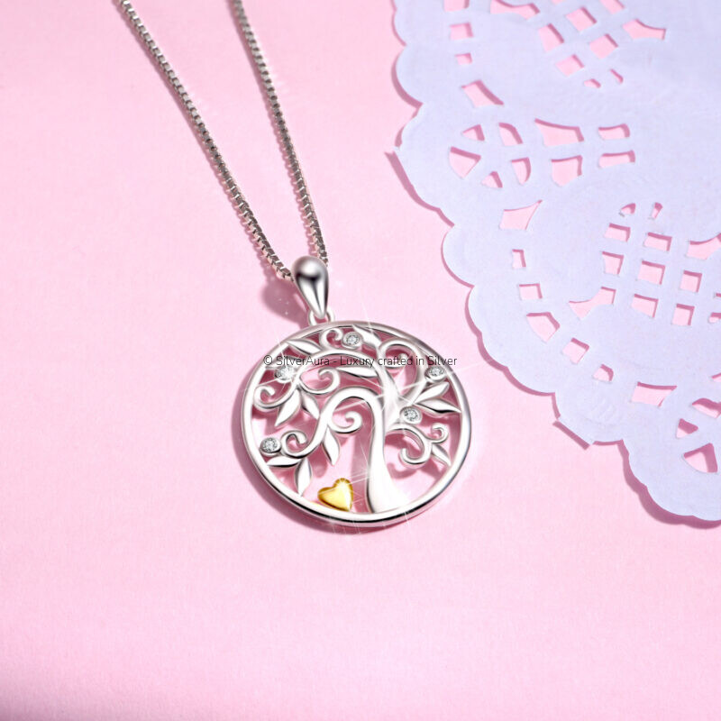 Tree of life pendant necklace, additional angle