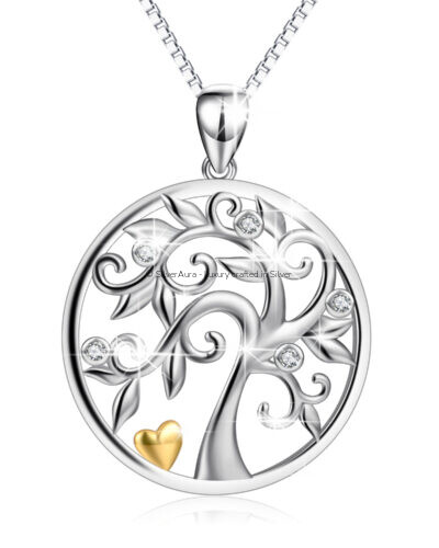 Hollow tree of life pendant necklace in 925 sterling silver