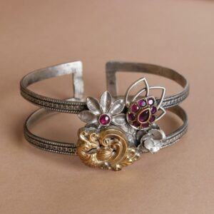 dual tone nature inspired bracelet