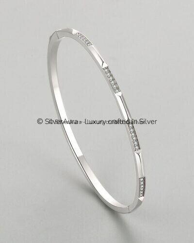 Korean micro-inlaid silver bracelet, front view