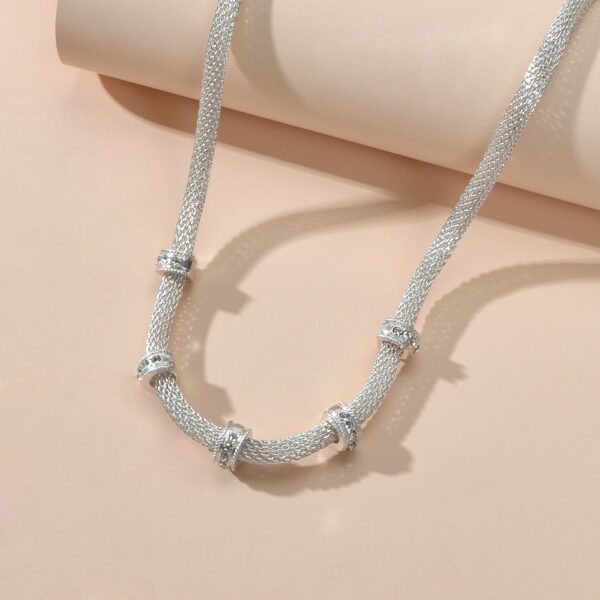 rhinestone silver chain short clavicle necklace wedding party textured jewellery