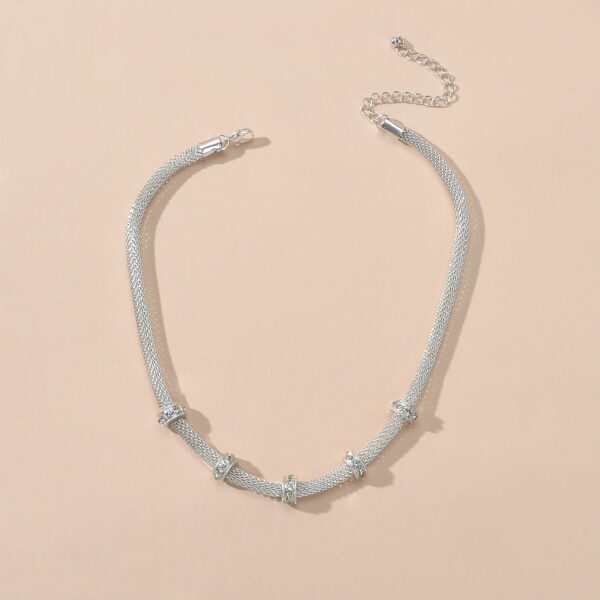 rhinestone silver chain short clavicle necklace wedding party textured jewellery
