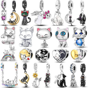 charming 925 silver persian cat charms