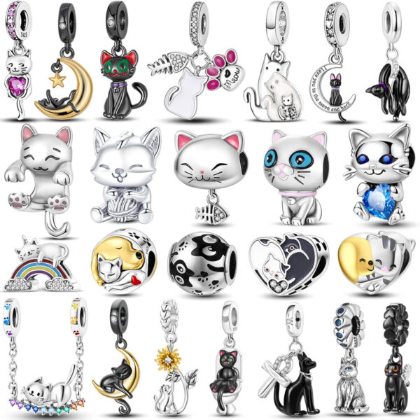 charming 925 silver persian cat charms