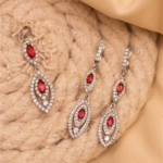 red diamond pendant set