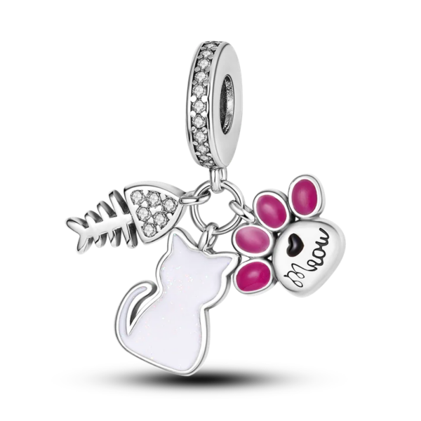 charming 925 silver persian cat charms