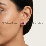 Pinkish red solitaire earrings, product view
