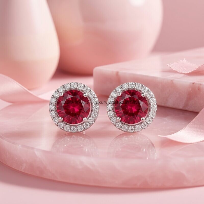 Centre red silver studs, product view