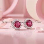 Centre red silver studs, close-up view