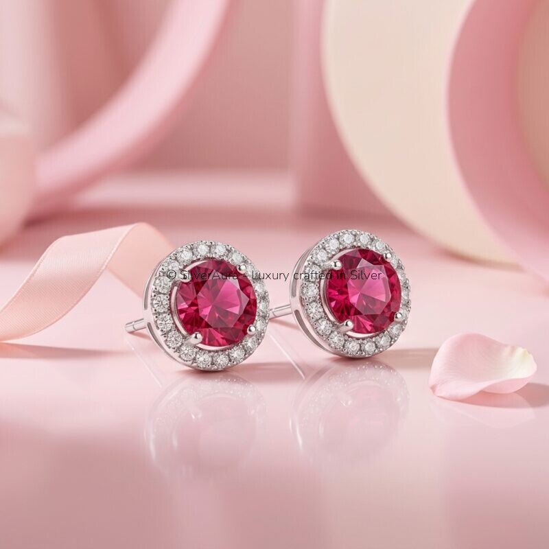 Centre red silver studs, close-up view
