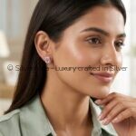 Rectangle solitaire pink silver studs, additional view