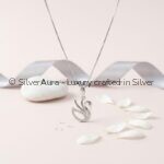 Swan silver pendant, close-up view