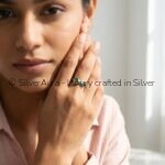 Infinity green ring worn on finger