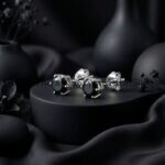 Black solitaire silver studs in 925 sterling silver