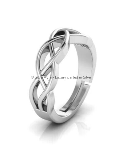 Criss cross silver ring in 925 sterling silver