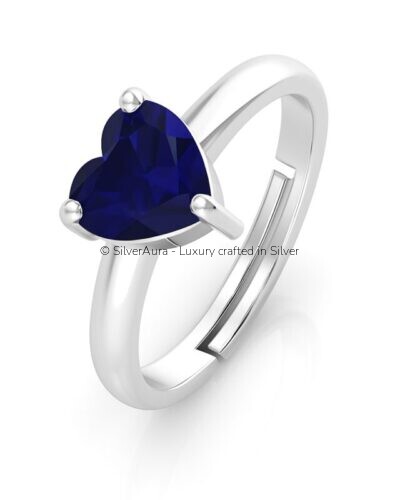 Dark blue heart ring in 925 sterling silver