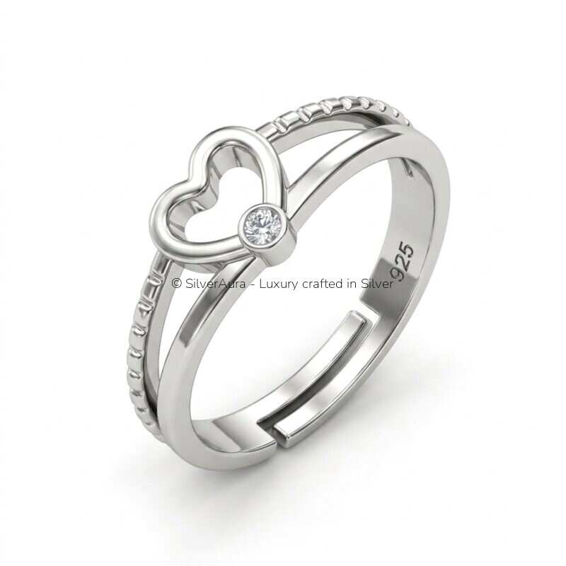 Fellow heart ring in 925 sterling silver