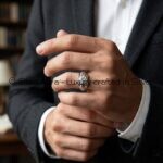 Hanging corners silver ring, product view