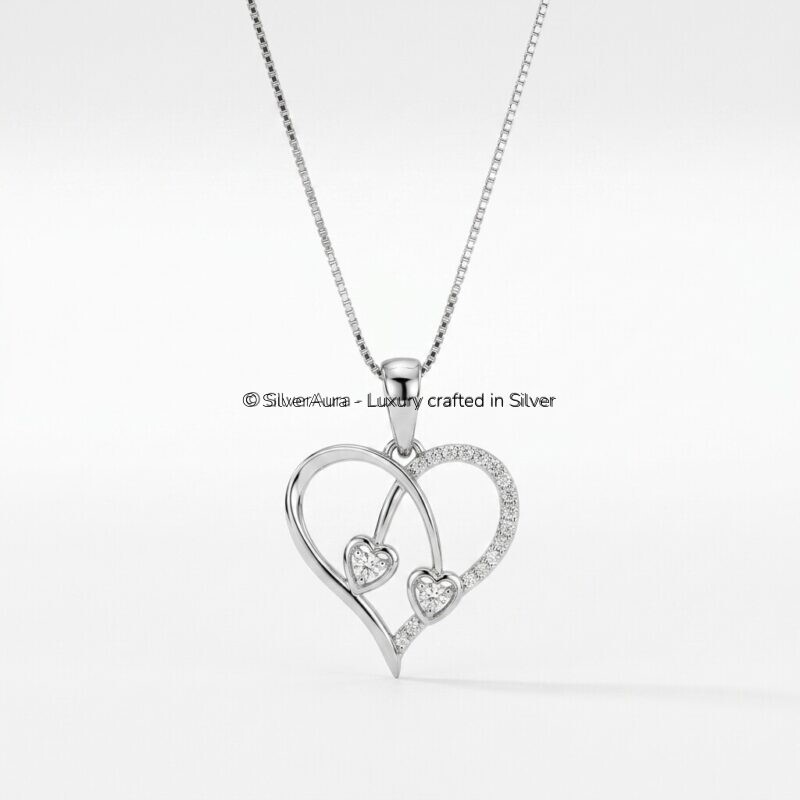 Heart silver pendant, product view