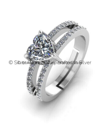 Heart track silver ring in 925 sterling silver