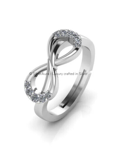 Infinity silver ring in 925 sterling silver