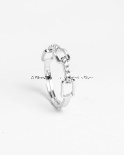 Minimal box silver ring in 925 sterling silver