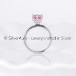 Pink star ring in 925 sterling silver worn on hand
