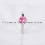 Pink star silver ring in 925 sterling silver