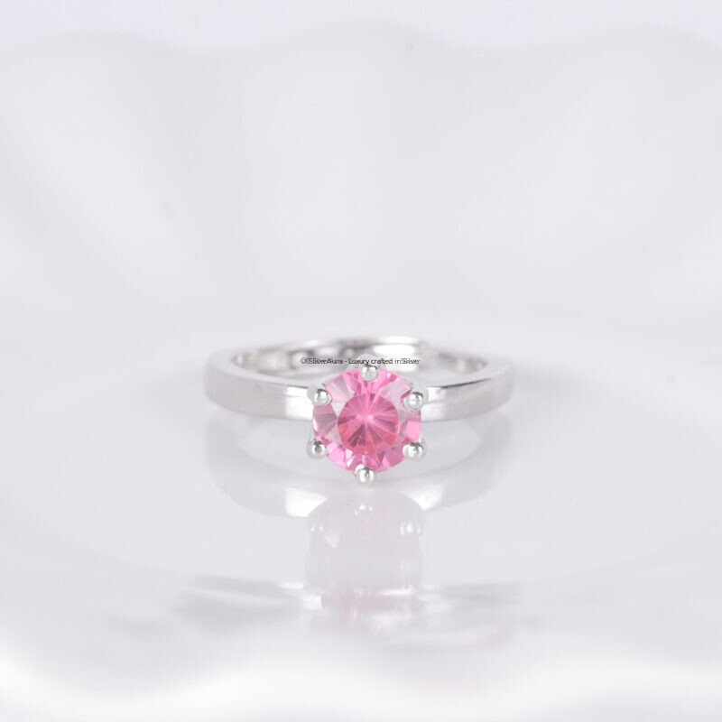 Pink star ring in 925 sterling silver, product view