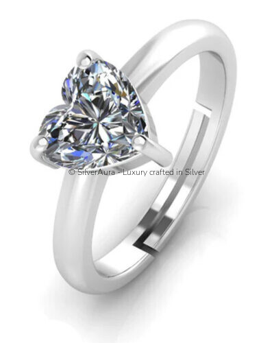 Pure heart silver ring in 925 sterling silver