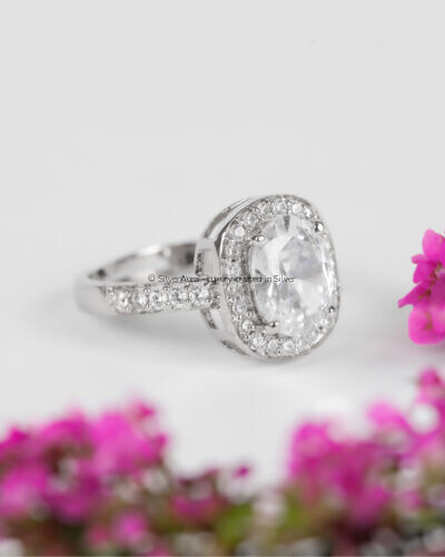 Pure solitaire silver ring in 925 sterling silver