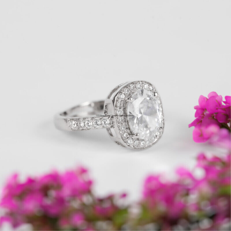 Pure solitaire silver ring in 925 sterling silver