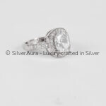 Pure solitaire silver ring, close-up view
