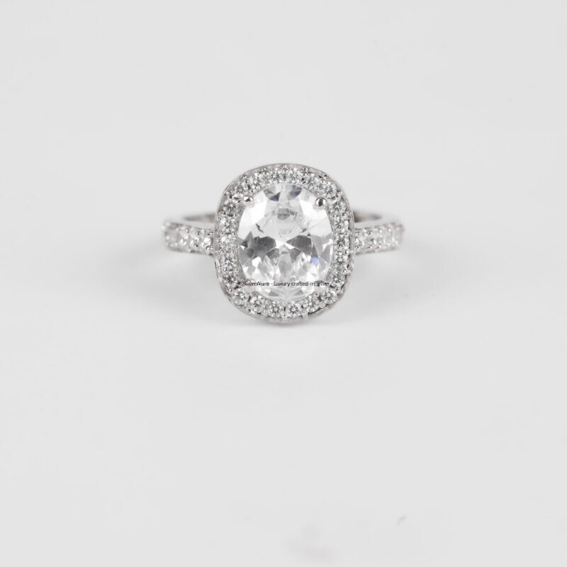 Pure solitaire silver ring, product view