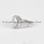 Pure solitaire silver ring worn on hand