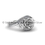 Rose and butterfly silver ring in 925 sterling silver