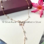 Butterfly pearl pendant necklace in 925 sterling silver rose gold