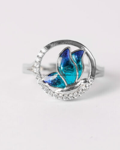 Butterfly wings silver ring in 925 sterling silver