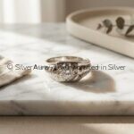 Hanging corners silver ring in 925 sterling silver