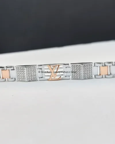 Signature interlock silver bracelet in 925 sterling silver