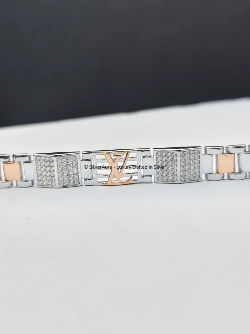 Signature interlock silver bracelet in 925 sterling silver