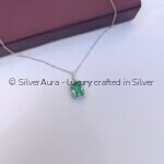 Emerald green stone pendant in 925 sterling silver